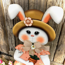 Load image into Gallery viewer, Spring Decoration, Easter Bunny centerpiece, Wooden bunny with stand, Spring Bunny arrangement, Easter Decor, Primitive Bunny porch greeter