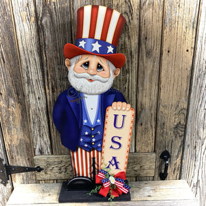 Uncle Sam, Patriotic Summer decoration, USA porch sign, Patriotic centerpiece, Fourth of July Decor, Primitive Americana Uncle Sam decor