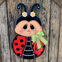 Load image into Gallery viewer, Ladybug decoration, Ladybug door hanger, Ladybug sign, wooden ladybug, Ladybug Porch sign, Ladybug wreath for front door, Summer door hanger

