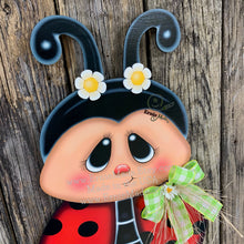 Load image into Gallery viewer, Ladybug decoration, Ladybug door hanger, Ladybug sign, wooden ladybug, Ladybug Porch sign, Ladybug wreath for front door, Summer door hanger
