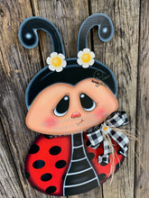 Load image into Gallery viewer, Ladybug decoration, Ladybug door hanger, Ladybug sign, wooden ladybug, Ladybug Porch sign, Ladybug wreath for front door, Summer door hanger
