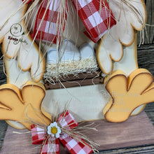 Load image into Gallery viewer, Farmhouse chicken decoration, Rooster decor, chicken decor, Farmhouse sign, wooden chicken, primitive chicken, kitchen rooster centerpiece,
