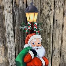Load image into Gallery viewer, Santa Clause Decoration, Christmas centerpiece, Primitive Santa decor, Christmas Porch decor, Wooden Santa with North pole sign, Candy decor

