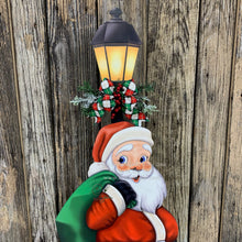Load image into Gallery viewer, Santa Clause Decoration, Christmas centerpiece, Primitive Santa decor, Christmas Porch decor, Wooden Santa with North pole sign, Candy decor
