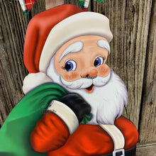 Load image into Gallery viewer, Santa Clause Decoration, Christmas centerpiece, Primitive Santa decor, Christmas Porch decor, Wooden Santa with North pole sign, Candy decor
