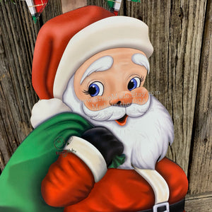 Santa Clause Decoration, Christmas centerpiece, Primitive Santa decor, Christmas Porch decor, Wooden Santa with North pole sign, Candy decor