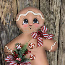 Load image into Gallery viewer, Gingerbread Decoration, Christmas door hanger, Gingerbread Christmas wreath for front door, gingerbread decor ,Gingerbread door hanger
