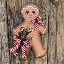Load image into Gallery viewer, Gingerbread Decoration, Christmas door hanger, Gingerbread Christmas wreath for front door, gingerbread decor ,Gingerbread door hanger
