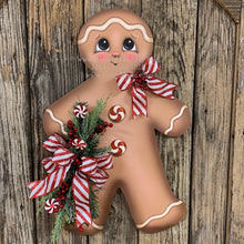 Load image into Gallery viewer, Gingerbread Decoration, Christmas door hanger, Gingerbread Christmas wreath for front door, gingerbread decor ,Gingerbread door hanger

