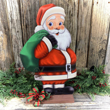 Load image into Gallery viewer, Santa Clause Decoration, Old fashioned Christmas decor, Santa door Hanger, Santa sign for front door, Christmas wreath, traditional Santa
