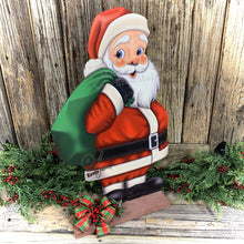 Load image into Gallery viewer, Santa Clause Decoration, Old fashioned Christmas decor, Santa door Hanger, Santa sign for front door, Christmas wreath, traditional Santa
