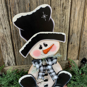 Snowman decoration, Snowman centerpiece, Winter decoration, Snowman decor, Snowman, Ernie Made snowman, Snowman shelf sitter, Wooden snowman