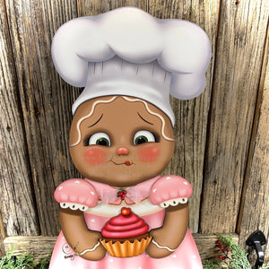 Pink Gingerbread Decoration, Pastel Pink Christmas Gingerbread decoration, Kitchen baking decor, pink Gingerbread and cupcake decorations