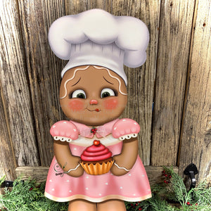 Pink Gingerbread Decoration, Pastel Pink Christmas Gingerbread decoration, Kitchen baking decor, pink Gingerbread and cupcake decorations