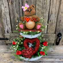 Load image into Gallery viewer, Valentine&#39;s Day decoration, Valentine Shelf sitter Bear with heart, Valentine tiered tray decoration, Gift for her, Valentine teddy Bear,
