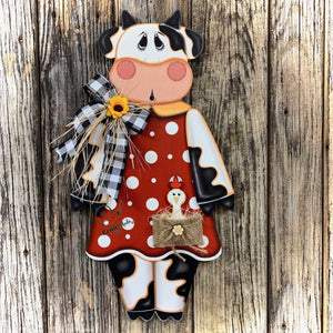 Farmhouse cow door hanger, Cow decoration, Wooden Cow sign, Cow door hanger, Farmhouse wall decor, Bovine decor, Farm Cow wreath attachment
