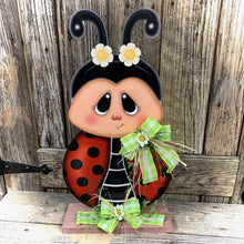 Load image into Gallery viewer, Ladybug decoration, Ladybug centerpiece, Ladybug sign, wooden ladybug with stand, Ladybug Porch decoration, ladybug Summer Porch greeter,
