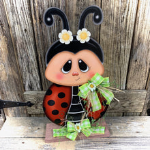 Load image into Gallery viewer, Ladybug decoration, Ladybug centerpiece, Ladybug sign, wooden ladybug with stand, Ladybug Porch decoration, ladybug Summer Porch greeter,
