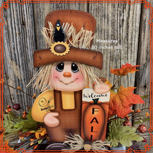 Fall Scarecrow decoration, tier tray, kitchen island fall arrangement, riser decor, wooden shelf sitter, Halloween, Farmhouse, Thanksgiving