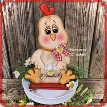 Load image into Gallery viewer, Chicken decoration, Farmhouse decor, Chicken Tiered tray decor, Cute wood Chicken sign, Wood Chicken shelf sitter, kitchen counter top decor
