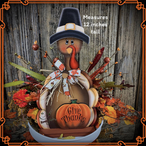 Thanksgiving decoration, Turkey and pumpkin, Autumn floral arrangement for table, shelf, Fall mantle decor Tiered tray, cute wooden Turkey
