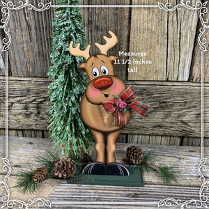 Christmas Reindeer decoration, Christmas decoration, Rudolph shelf sitter, Christmas tiered tray table decor, wooden Rudolph with Red nose