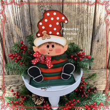 Load image into Gallery viewer, Christmas elf decoration, Holiday tiered tray, wood Elf shelf sitter, Christmas table decor, Sweets, Gingerbread, Elf and Gingerbread decor

