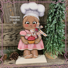 Load image into Gallery viewer, Gingerbread Decoration, Christmas centerpiece, Wooden Gingerbread Tiered tray, gingerbread decor, gingerbread doll, Candy centerpiece decor
