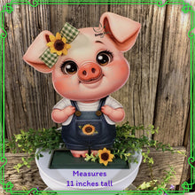 Load image into Gallery viewer, Farmhouse pig decoration, Tiered tray pig decor, pig shelf sitter, baby pig with bow, Wooden pig, pig kitchen decoration, Pig farmhouse sign
