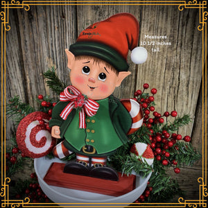 Christmas elf decoration, Holiday tiered tray, wood Elf shelf sitter, Christmas table decor, Sweets, Gingerbread, Elf and Candy Cane decor