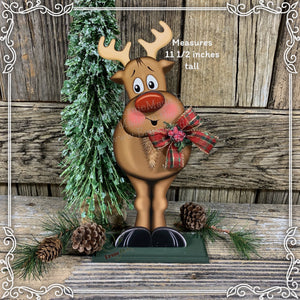 Christmas Reindeer decoration, Christmas decoration, Rudolph shelf sitter, Christmas tiered tray table decor, wooden Rudolph with Red nose
