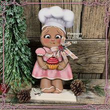 Load image into Gallery viewer, Gingerbread Decoration, Christmas centerpiece, Wooden Gingerbread Tiered tray, gingerbread decor, gingerbread doll, Candy centerpiece decor
