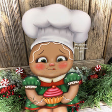Load image into Gallery viewer, Gingerbread Decoration, Christmas centerpiece, Christmas Gingerbread Tiered decor for the home, gingerbread girl, farmhouse Kitchen decor

