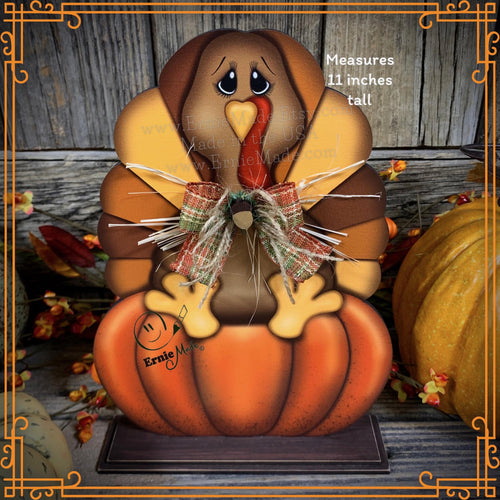 Thanksgiving decoration, Turkey and pumpkin, Autumn floral arrangement for table, shelf, Fall mantle decor Tiered tray, cute wooden Turkey