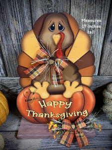Thanksgiving centerpiece, Turkey decoration, table, mantle, shelf, porch fall decor, Wooden Pilgrim Turkey, Autumn floral table arrangement