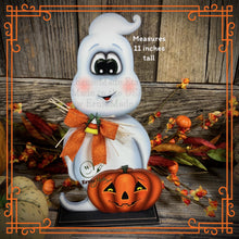 Load image into Gallery viewer, Halloween centerpiece, Halloween Decoration, Cute Ghost for tiered tray, Jack o lantern table decor, Halloween Wood crafts, Ghost decoration
