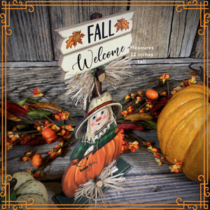 Fall Scarecrow decoration, tier tray, kitchen island fall arrangement, riser decor, wooden shelf sitter, Halloween, Farmhouse, Thanksgiving
