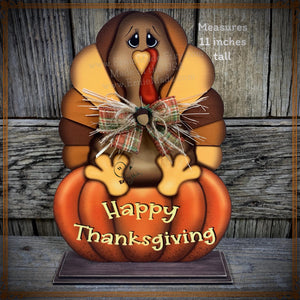 Thanksgiving decoration, Turkey and pumpkin, Autumn floral arrangement for table, shelf, Fall mantle decor Tiered tray, cute wooden Turkey