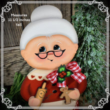 Load image into Gallery viewer, Mrs. Clause decoration, Christmas decoration. Gingerbread and Mrs. Clause shelf sitter, Christmas Tiered tray decor, wooden Christmas crafts
