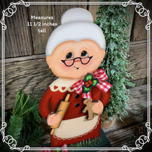 Load image into Gallery viewer, Mrs. Clause decoration, Christmas decoration. Gingerbread and Mrs. Clause shelf sitter, Christmas Tiered tray decor, wooden Christmas crafts
