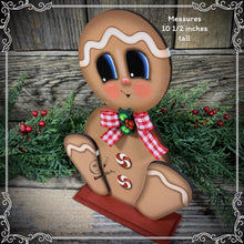 Load image into Gallery viewer, Gingerbread Decoration, Christmas centerpiece, Wooden Gingerbread Tiered tray, gingerbread decor, gingerbread doll, Candy centerpiece decor

