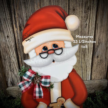 Load image into Gallery viewer, Santa Clause decoration, Christmas Gingerbread centerpiece, Santa Clause shelf sitter, gingerbread doll arrangement, wood Christmas decor

