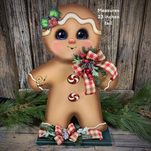 Load image into Gallery viewer, Gingerbread Decoration, Christmas centerpiece, Wooden Gingerbread with stand, gingerbread man decor, kitchen Christmas, Vintage Christmas
