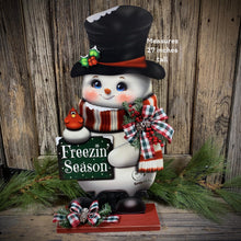 Load image into Gallery viewer, Snowman decoration, Shelf sitter Snowman, Christmas tiered tray decor, Winter tiered tray sitter, Christmas decoration, Wooden Snowman decor
