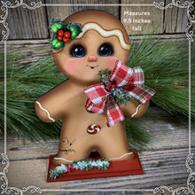 Load image into Gallery viewer, Gingerbread Decoration, Christmas centerpiece, Wooden Gingerbread Tiered tray, gingerbread decor, gingerbread doll, Candy centerpiece decor
