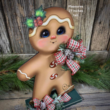 Load image into Gallery viewer, Gingerbread Decoration, Christmas centerpiece, Wooden Gingerbread with stand, gingerbread man decor, kitchen Christmas, Vintage Christmas
