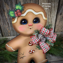 Load image into Gallery viewer, Gingerbread Decoration, Christmas centerpiece, Wooden Gingerbread with stand, gingerbread man decor, kitchen Christmas, Vintage Christmas
