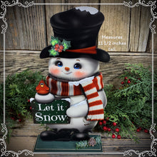 Load image into Gallery viewer, Snowman decoration, Shelf sitter Snowman, Christmas tiered tray decor, Winter tiered tray sitter, Christmas decoration, Wooden Snowman decor
