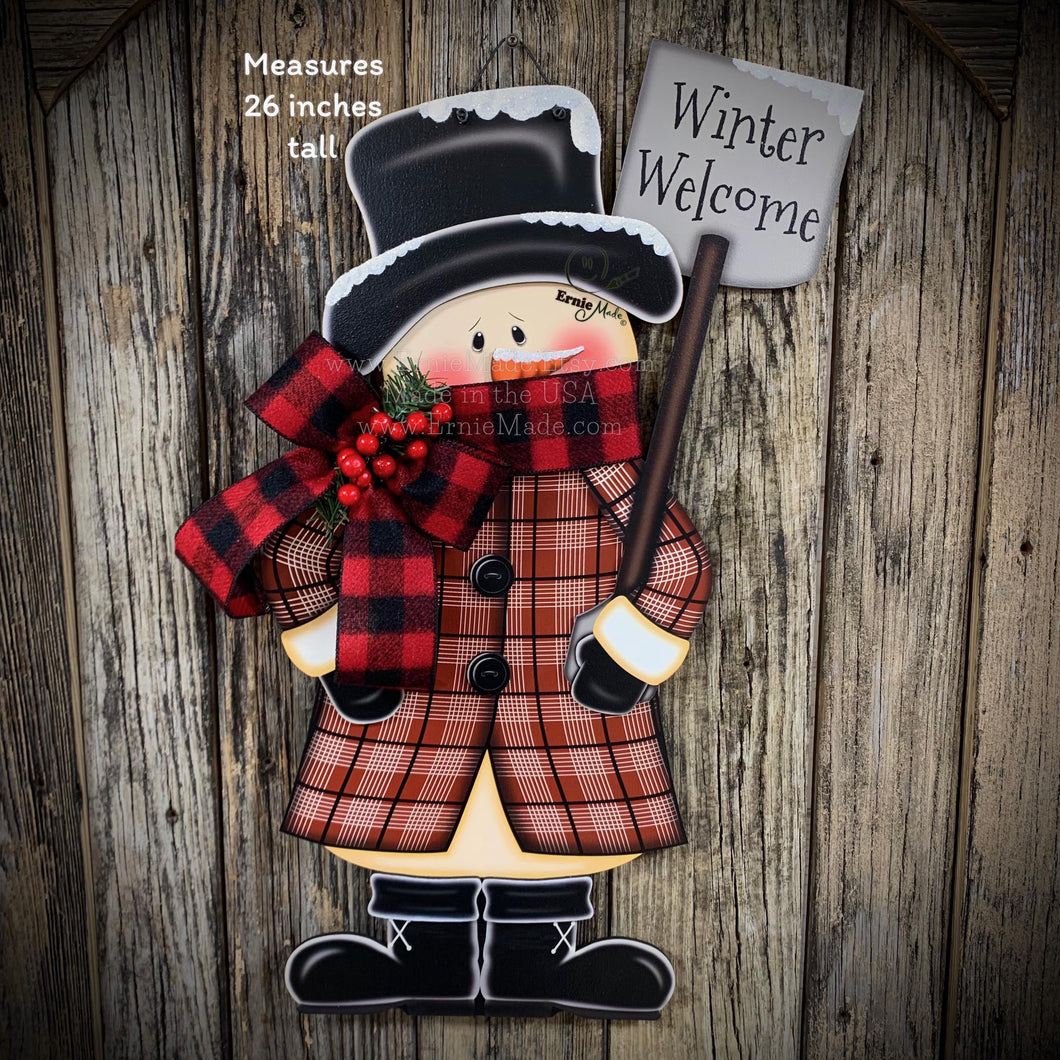 Snowman door hanger, Christmas door hanger, Winter porch decor, Wood Christmas decor, primitive snowman boots, snowman wreath for front door