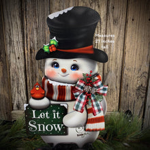 Load image into Gallery viewer, Snowman decoration, Shelf sitter Snowman, Christmas tiered tray decor, Winter tiered tray sitter, Christmas decoration, Wooden Snowman decor
